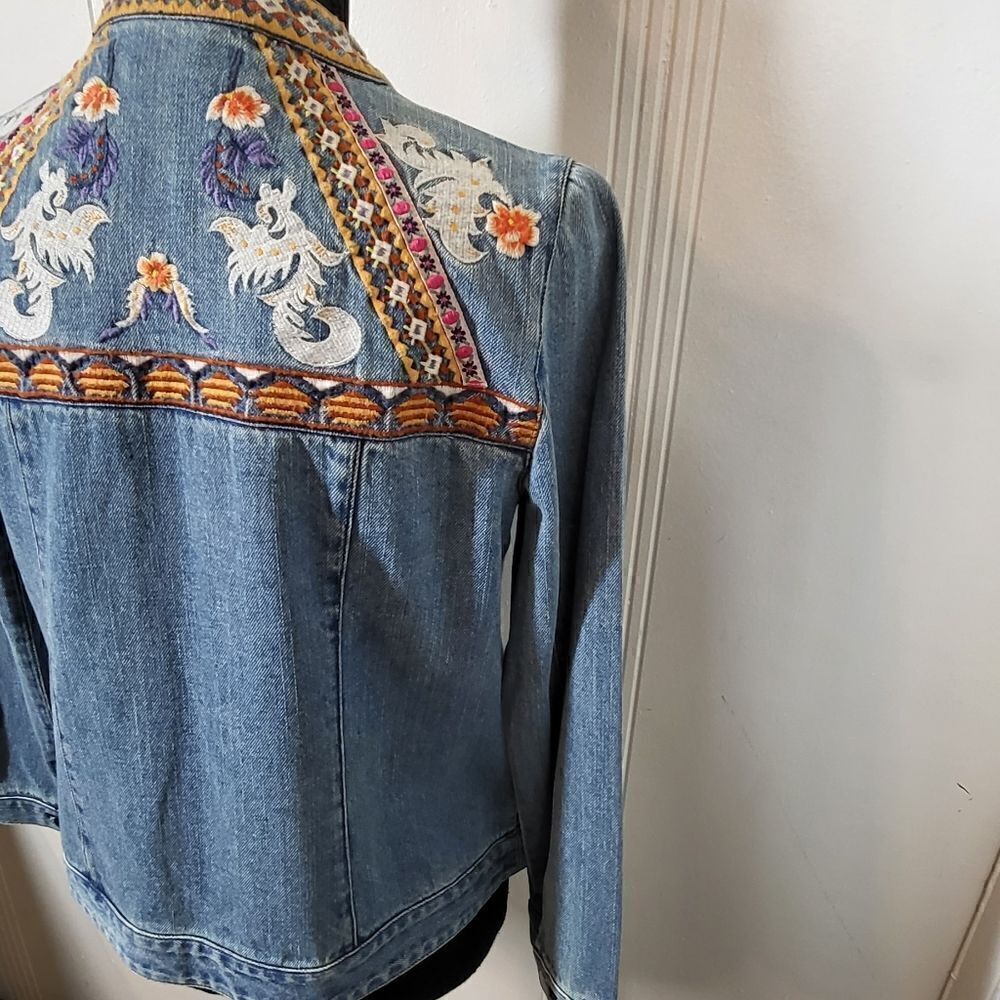 Chico's Denim Embroidered Jean Jacket - Picture 7 of 11